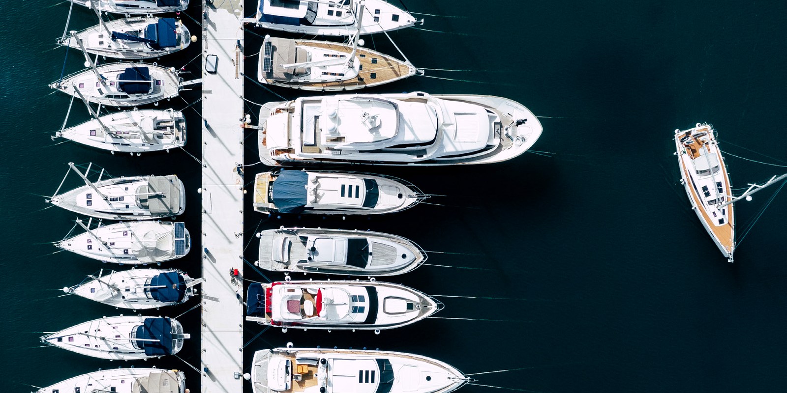 Yachts moored on the ocean